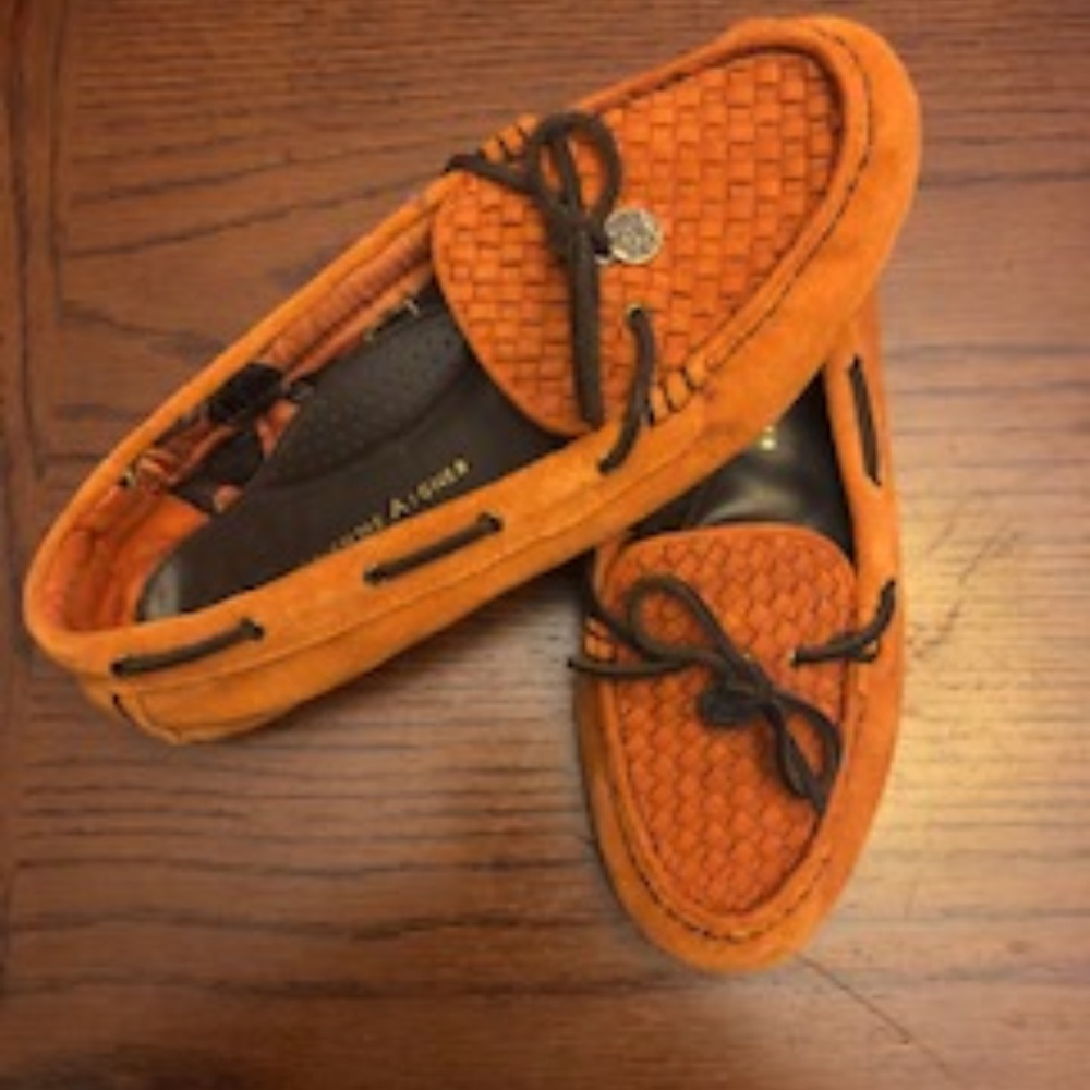 women's orange slip on shoes